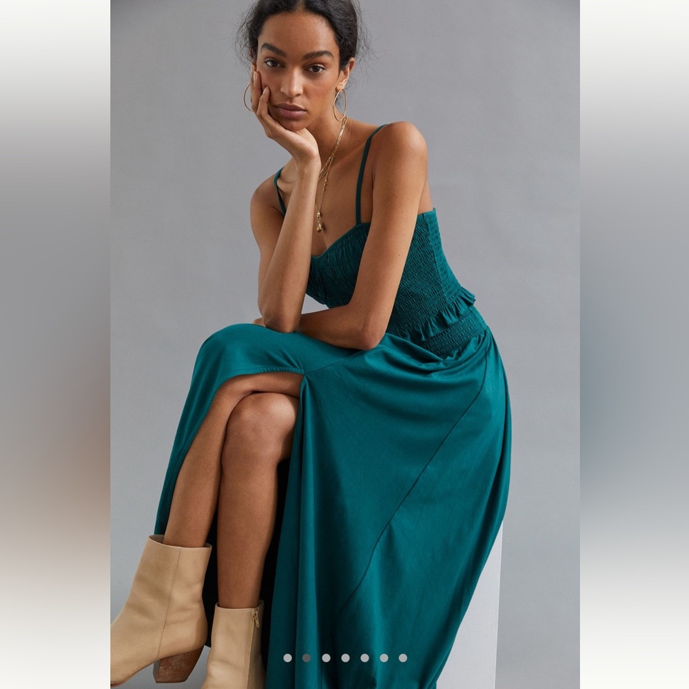 Anthropologie Teal Maxi Skirt and top set - Picture 2 of 8